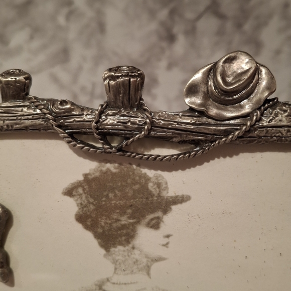 "Pewter" Metal 6 X 4 Picture Frame With Glass Horse Riding Western Cowboy Decor - Picture 4 of 10